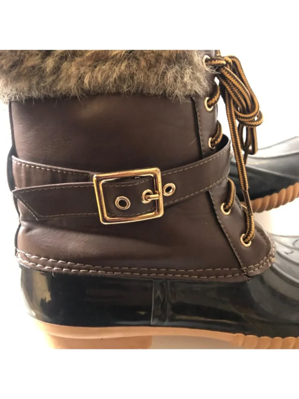Nature Breeze Faux Fur Cuffs Duck Boots Lined Womens Size 7.5 Waterproof